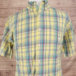 CHAPS‎ EASY CARE YELLOW PLAID BUTTON UP SHIRT MENS SIZE XL